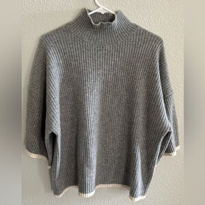 FRAME Tipped Wool & Cashmere Mock Neck Sweater